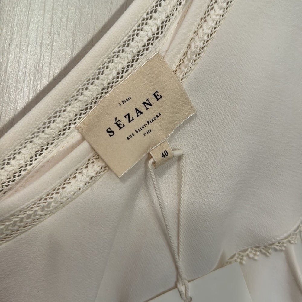 Sezane White Ruffle Sleeve Blouse NWT - Picture 7 of 10